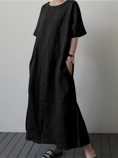 Women's Midi Dress With Belt And Side Slit