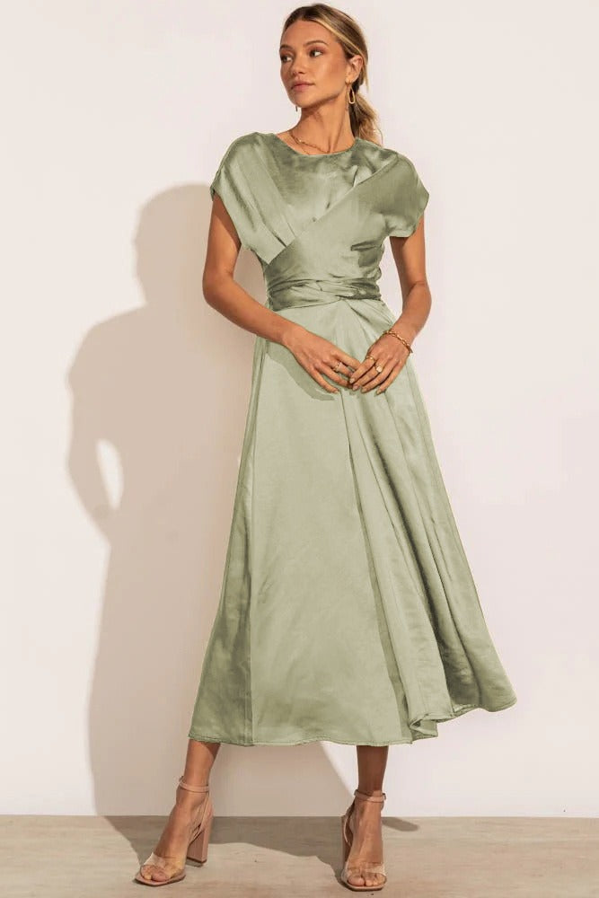 Women's Midi Evening Dress Airy With Layered Sleeves