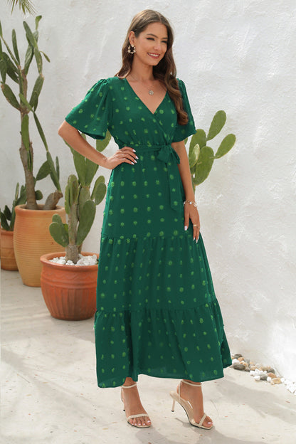 Women's Midi Summer Dress Short Sleeves Breathable Cotton
