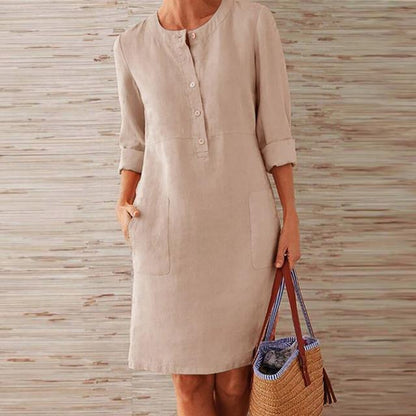 Women's Midi Summer Dress Stylish Cotton Breathable Flattering