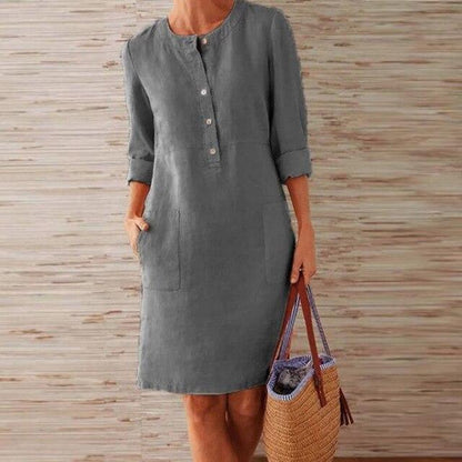 Women's Midi Summer Dress Stylish Cotton Breathable Flattering