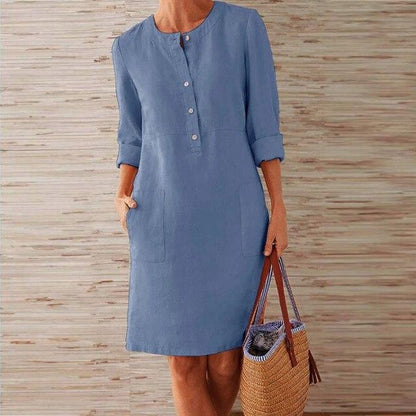 Women's Midi Summer Dress Stylish Cotton Breathable Flattering