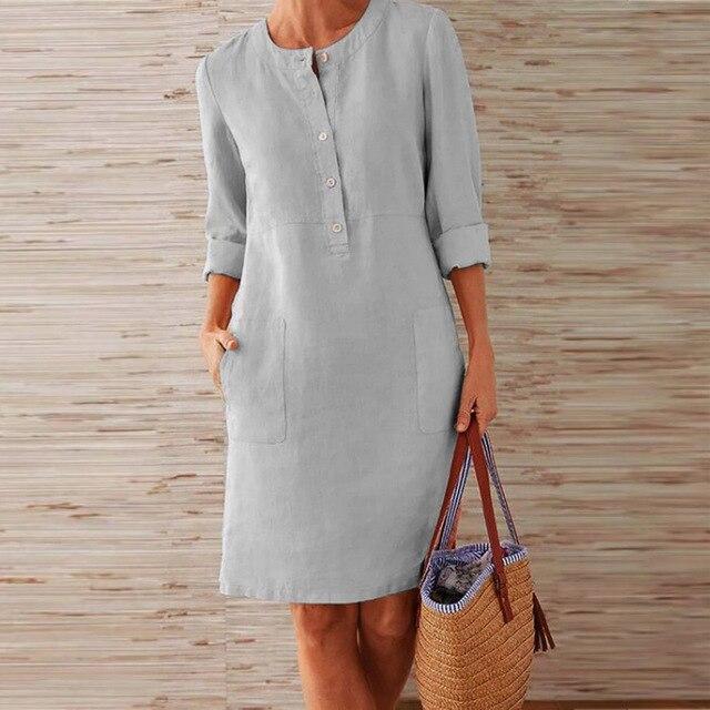 Women's Midi Summer Dress Stylish Cotton Breathable Flattering