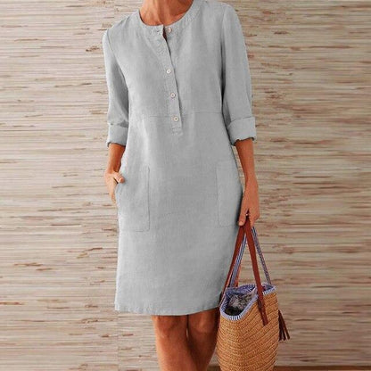 Women's Midi Summer Dress Stylish Cotton Breathable Flattering