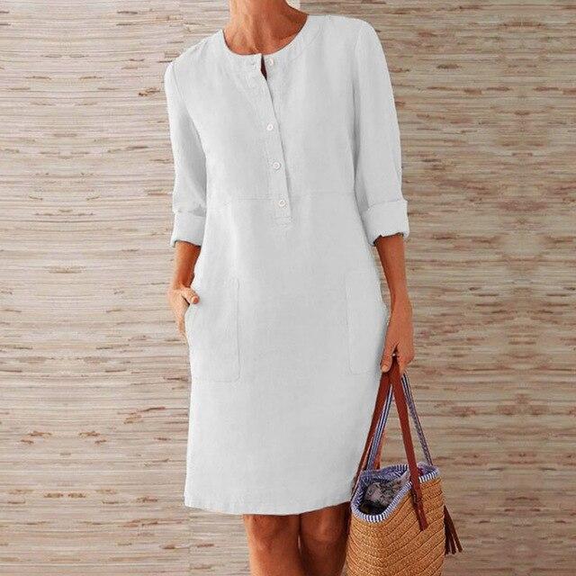 Women's Midi Summer Dress Stylish Cotton Breathable Flattering