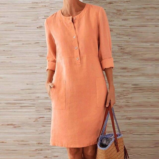 Women's Midi Summer Dress Stylish Cotton Breathable Flattering