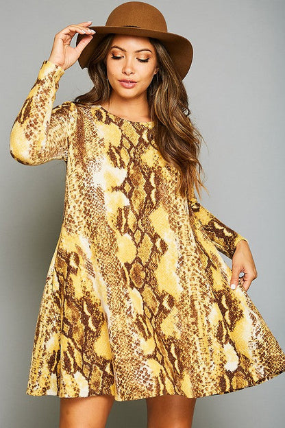 Women's Mini Dress Animal Print with Pockets