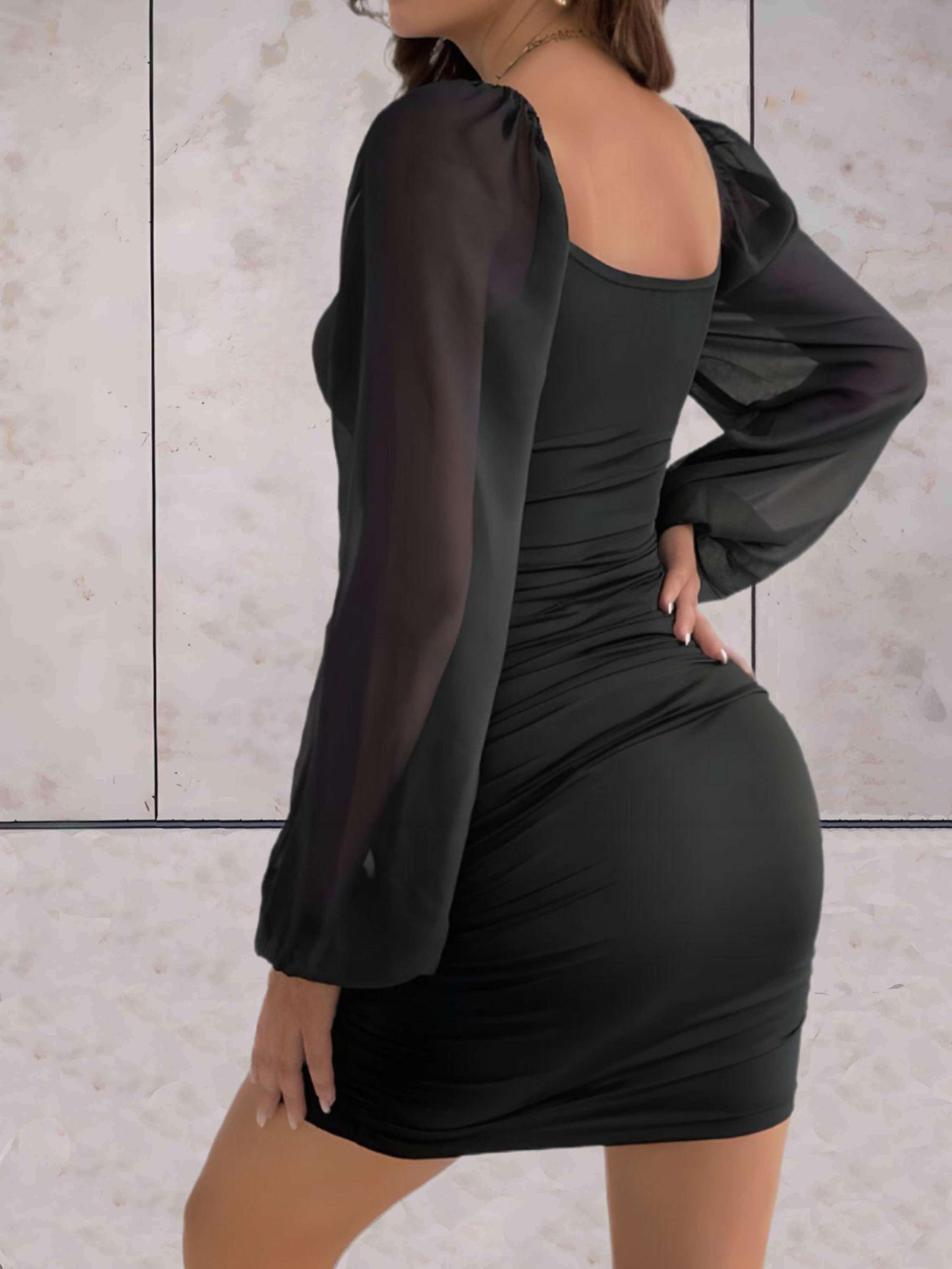 Women's Mini Dress Elegant Style With Wide Sleeves High Quality Fabric