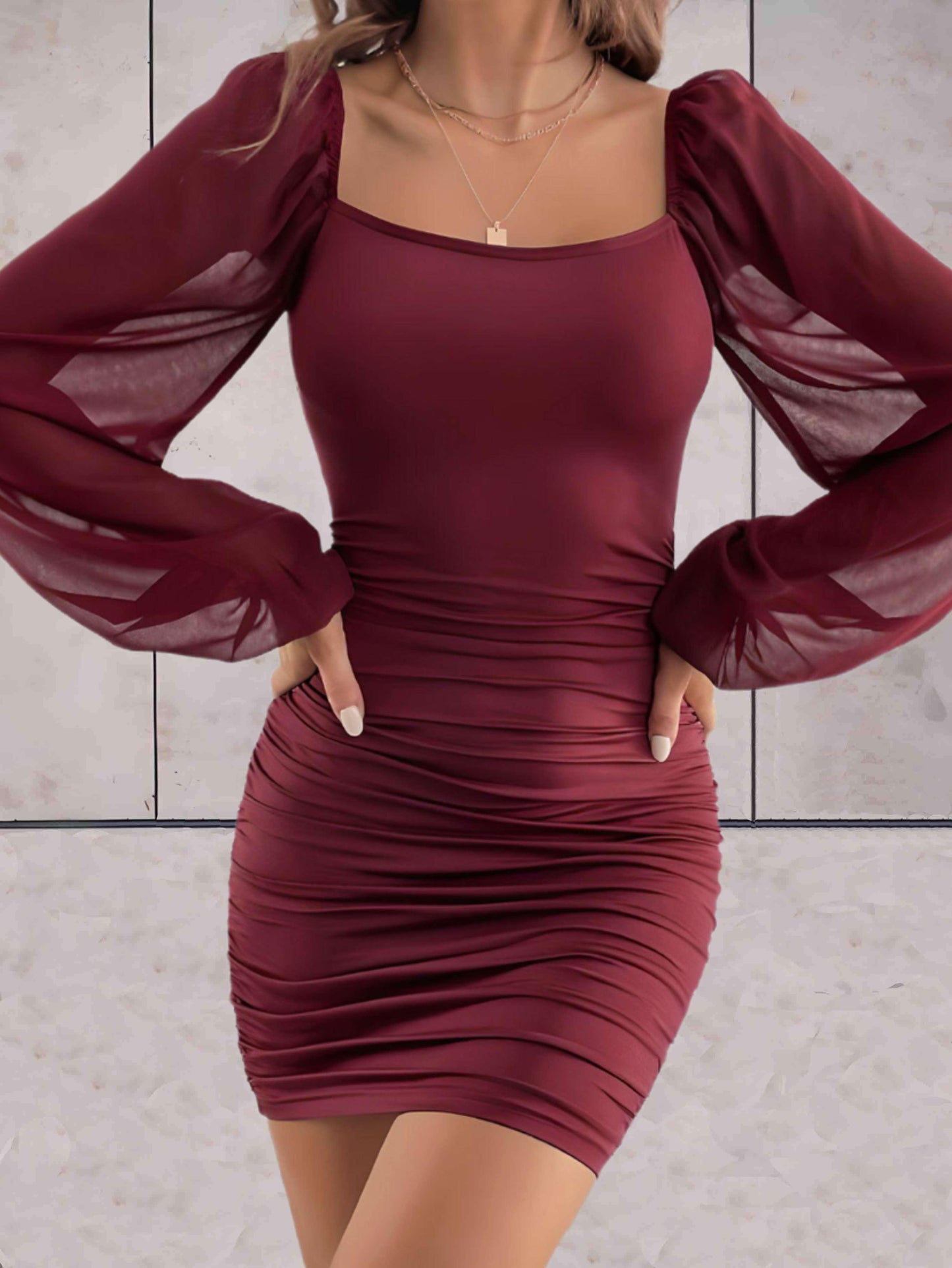 Women's Mini Dress Elegant Style With Wide Sleeves High Quality Fabric