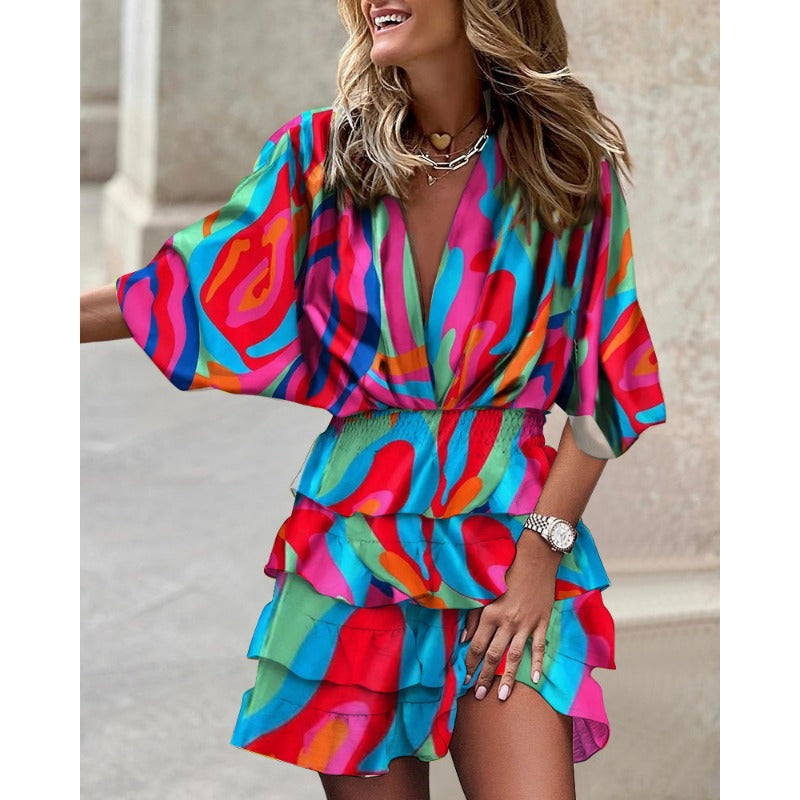 Women's Mini Dress Floral Print Casual Cotton
