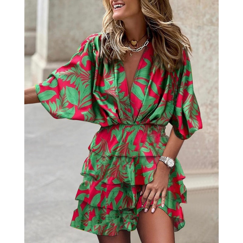 Women's Mini Dress Floral Print Casual Cotton
