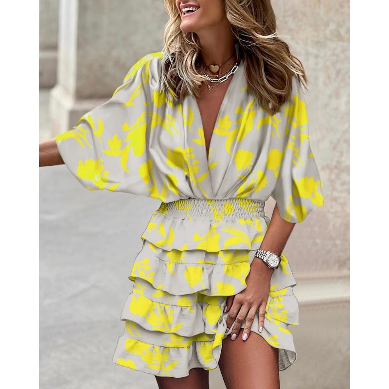 Women's Mini Dress Floral Print Casual Cotton