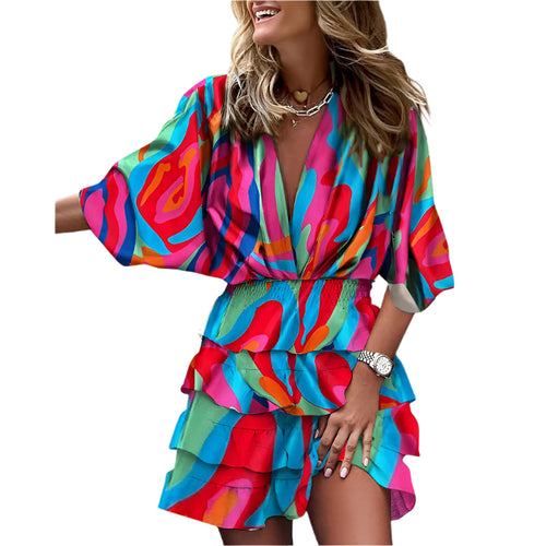 Women's Mini Dress Floral Print Casual Cotton