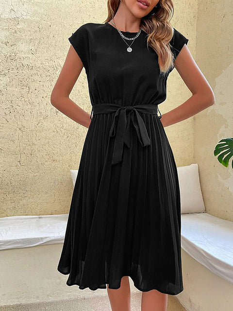 Women's Mini Dress Short Sleeve Plissé