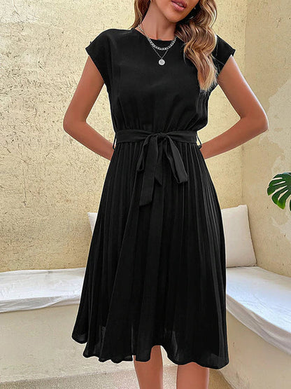 Women's Mini Dress Short Sleeve Plissé