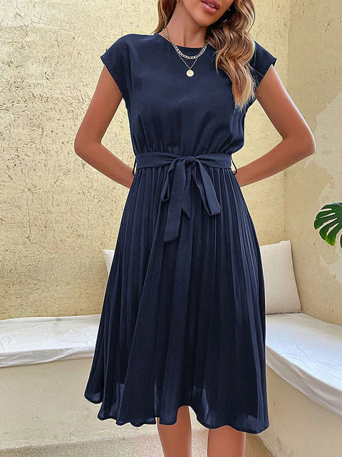 Women's Mini Dress Short Sleeve Plissé