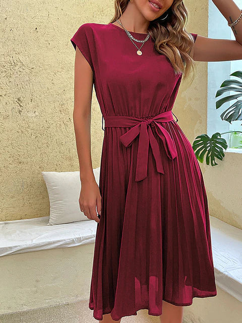Women's Mini Dress Short Sleeve Plissé