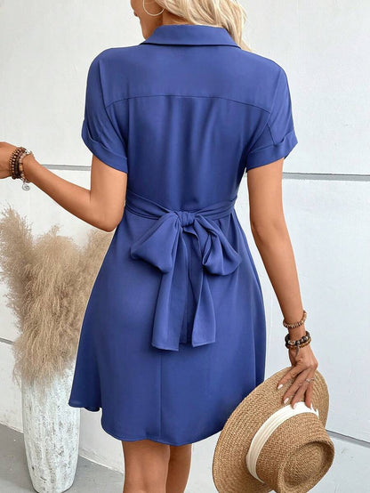 Women's Mini Dress Short Sleeves Simple High Quality Fabric