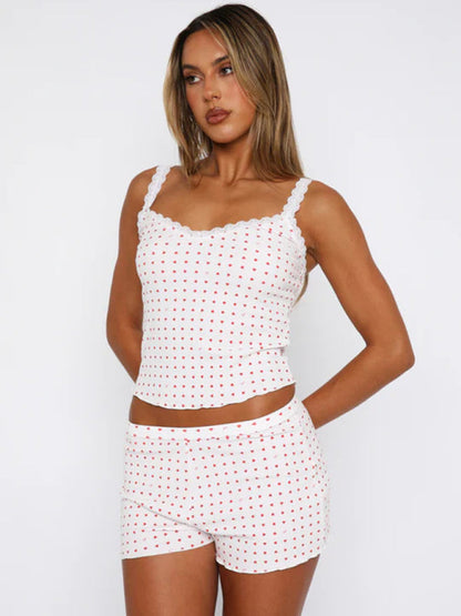 Women's Night Set Spaghetti Straps Floral Print