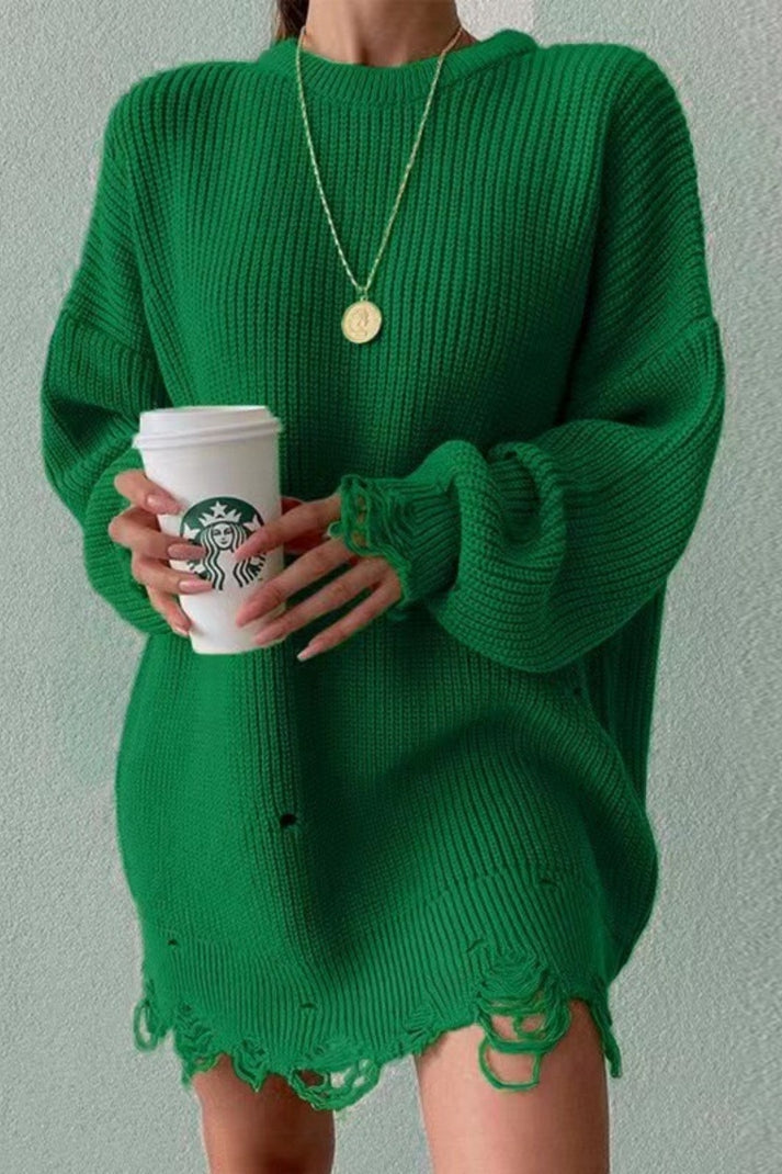 Women's O-neck Sweater Cotton Casual Relaxed Fit