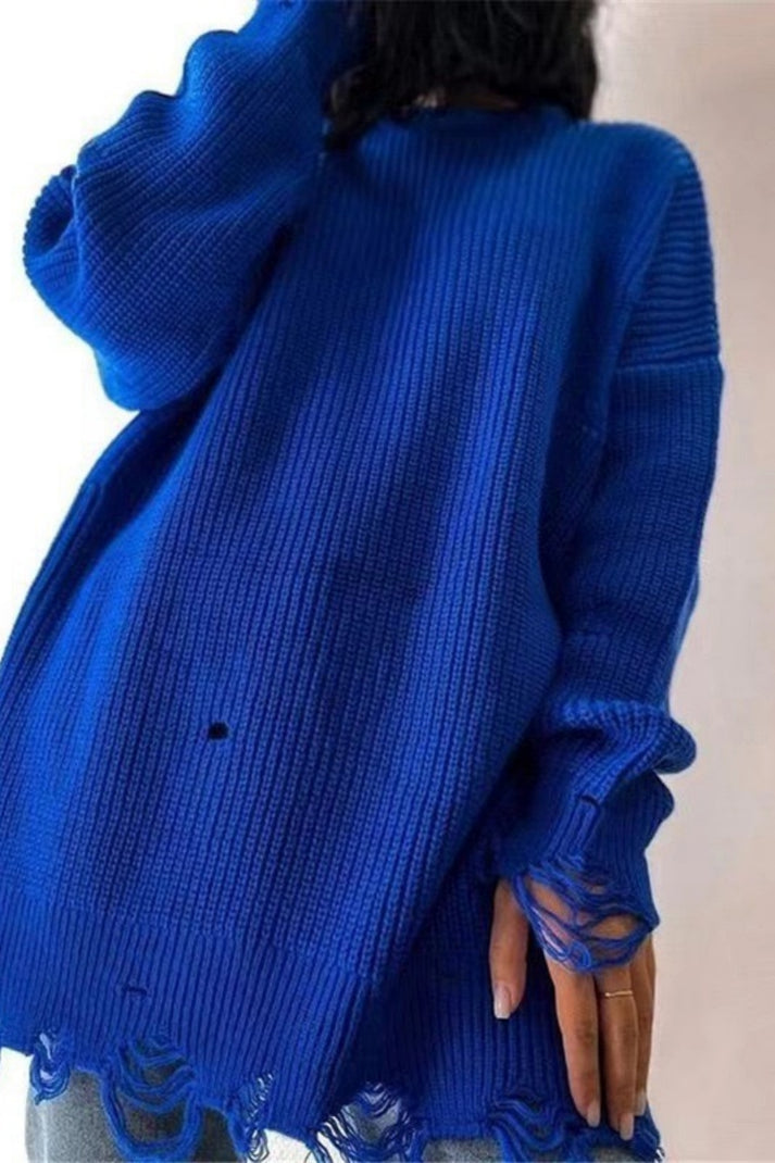 Women's O-neck Sweater Cotton Casual Relaxed Fit