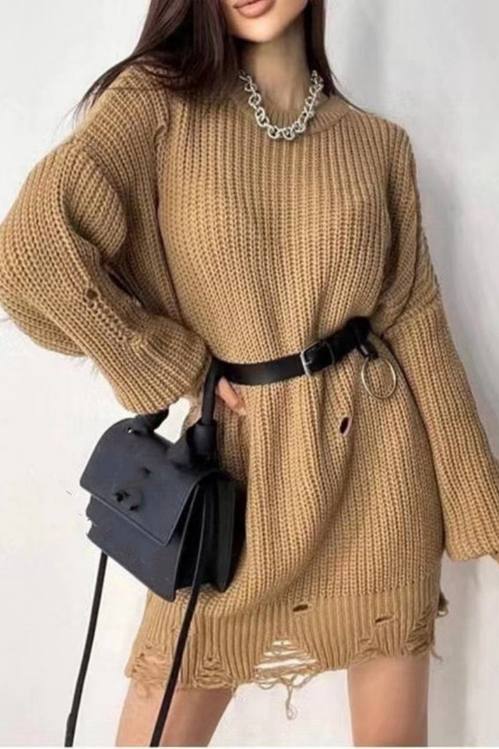 Women's O-neck Sweater Cotton Casual Relaxed Fit