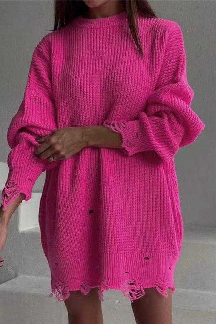 Women's O-neck Sweater Cotton Casual Relaxed Fit