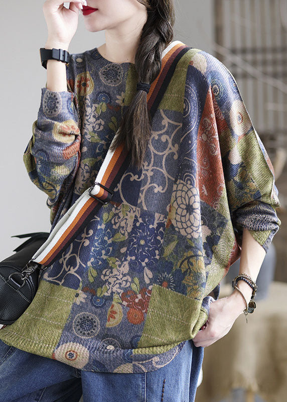 Women's O-neck jumper with print in French