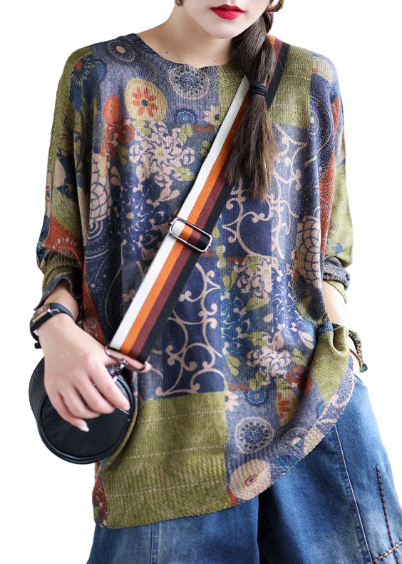 Women's O-neck jumper with print in French