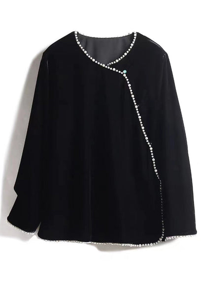 Women's O-neck top with Pearl Patchwork