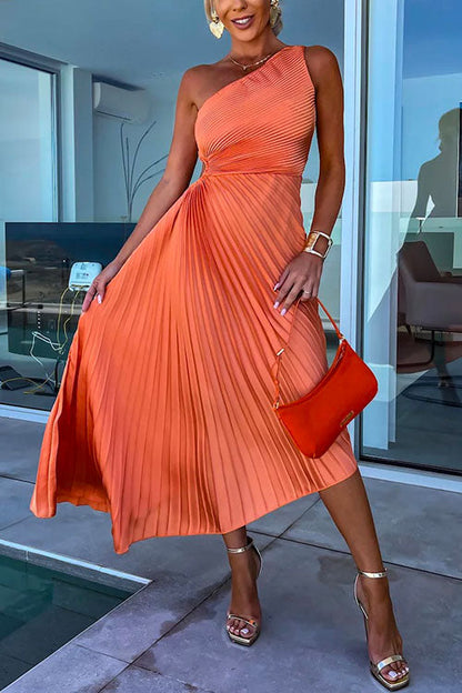 Women's One-Shoulder Party Dress With Cut-out Waist