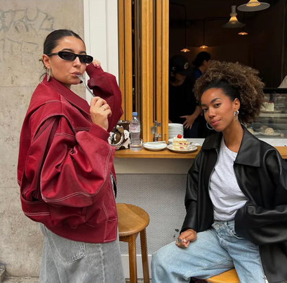 Women's Oversized Bomber Jacket Trendy Warm Lining