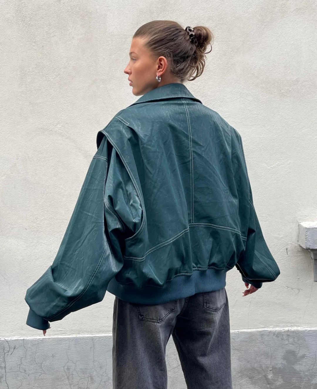 Women's Oversized Bomber Jacket Trendy Warm Lining