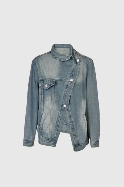 Women's Oversized Denim Jacket Asymmetric Design