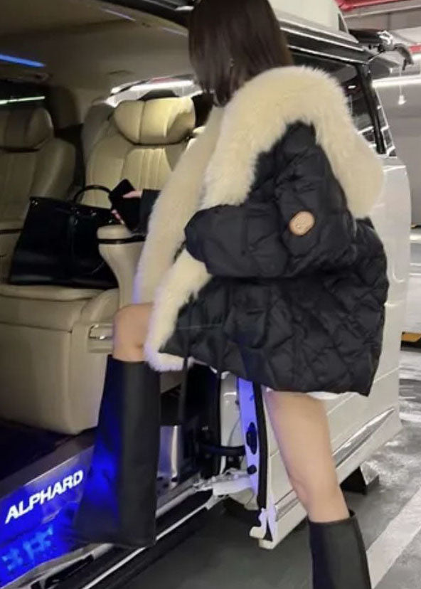 Women's Oversized Duck Down Puffer Jacket with Fur Collar