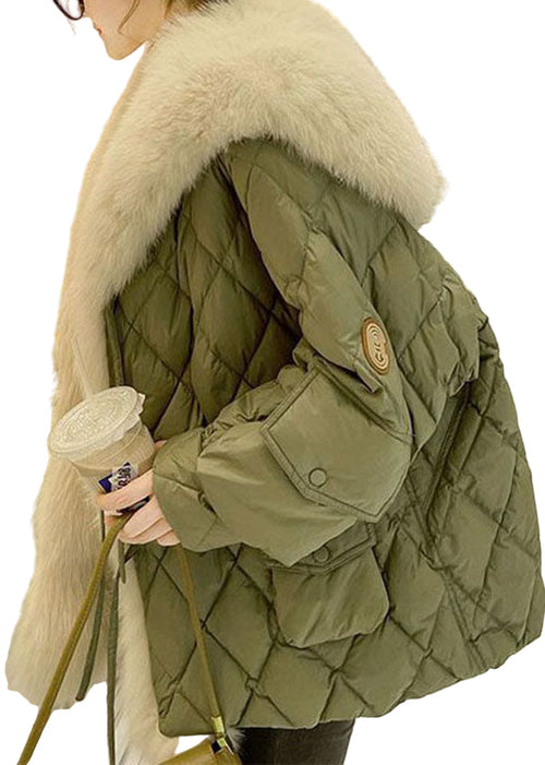 Women's Oversized Duck Down Puffer Jacket with Fur Collar