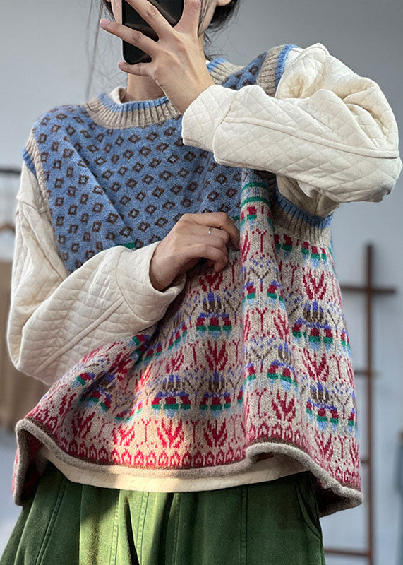 Women's Oversized Knitted Style Sleeveless Cardigan in Blue