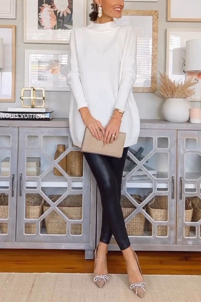 Women's Oversized Knitted Sweater with Stand-up Collar