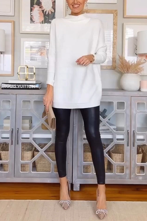 Women's Oversized Knitted Sweater with Stand-up Collar