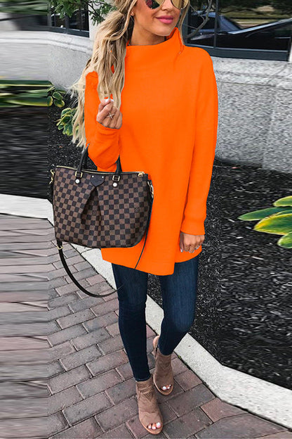 Women's Oversized Knitted Sweater with Stand-up Collar