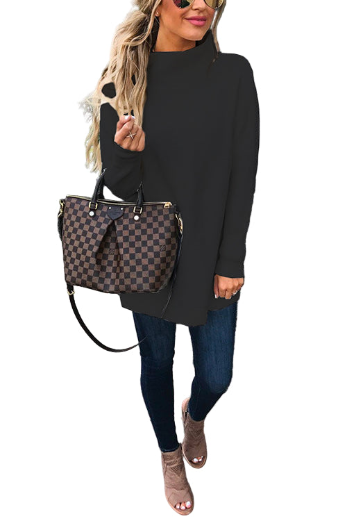 Women's Oversized Knitted Sweater with Stand-up Collar