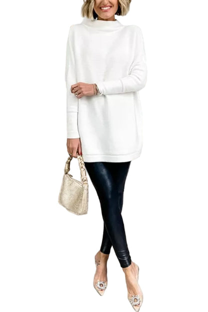 Women's Oversized Knitted Sweater with Stand-up Collar
