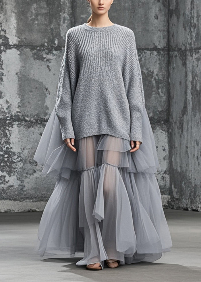 Women's Oversized Sweater Dress with Patchwork Design