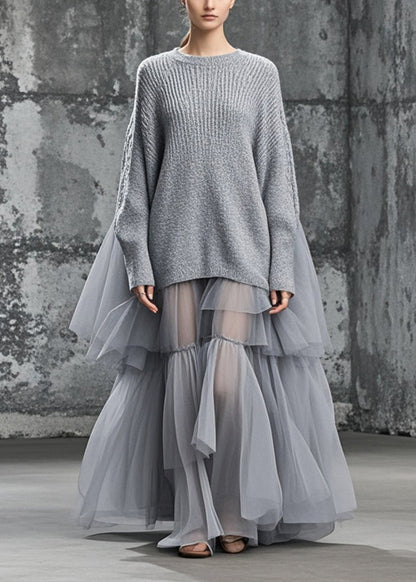Women's Oversized Sweater Dress with Patchwork Design