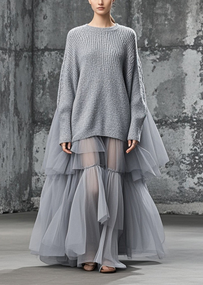 Women's Oversized Sweater Dress with Patchwork Design