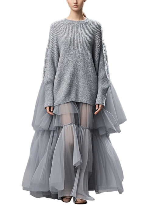 Women's Oversized Sweater Dress with Patchwork Design