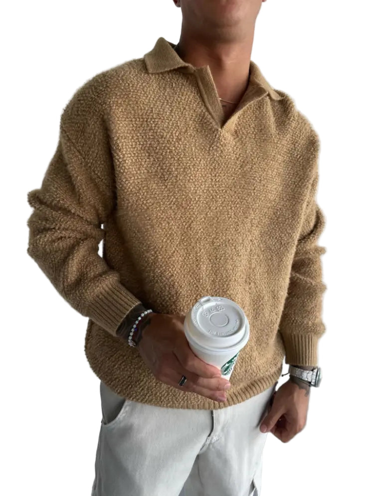 Women's Oversized Sweater With Knitted Collar For Casual And Chic Looks