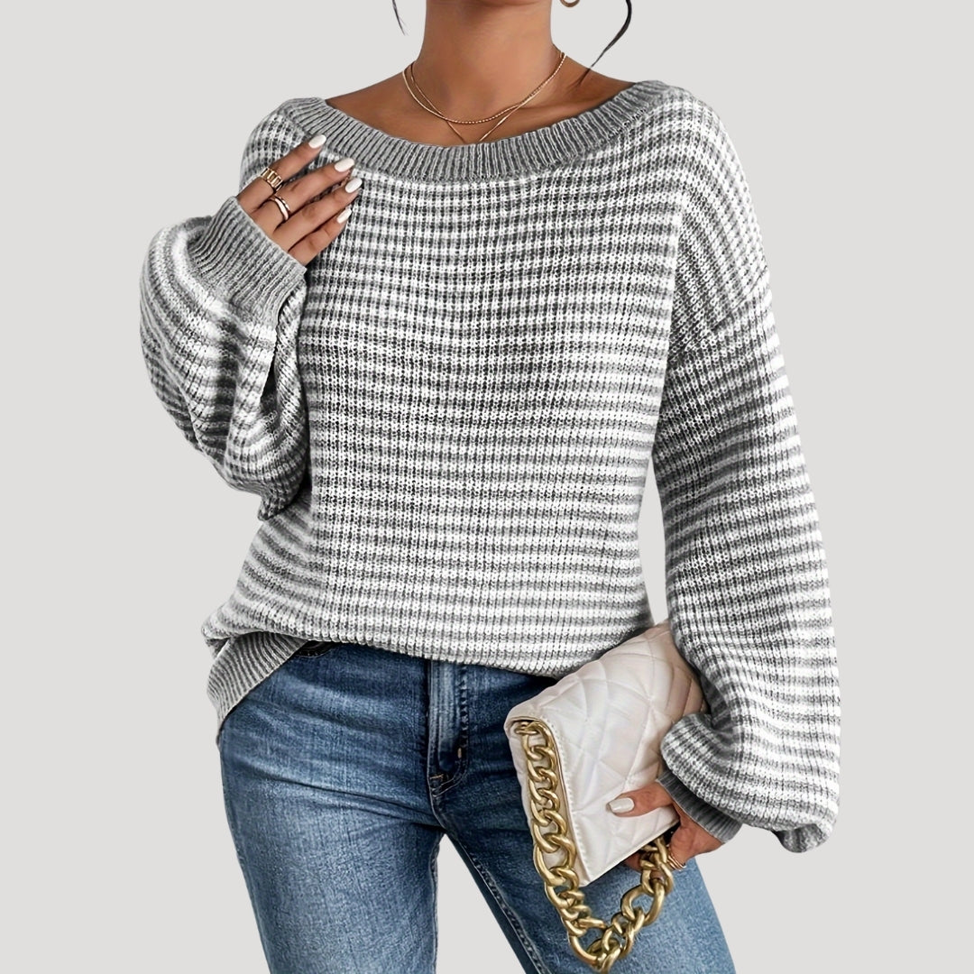Women's Oversized Sweater with Stripes for Casual Style
