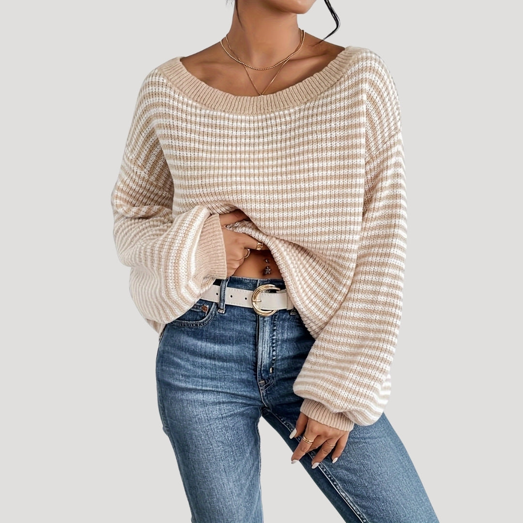 Women's Oversized Sweater with Stripes for Casual Style