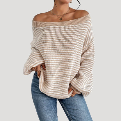 Women's Oversized Sweater with Stripes for Casual Style